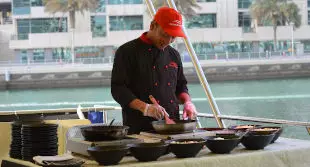 Dubai Dinner & Sunset Cruise - Live Cooking Station